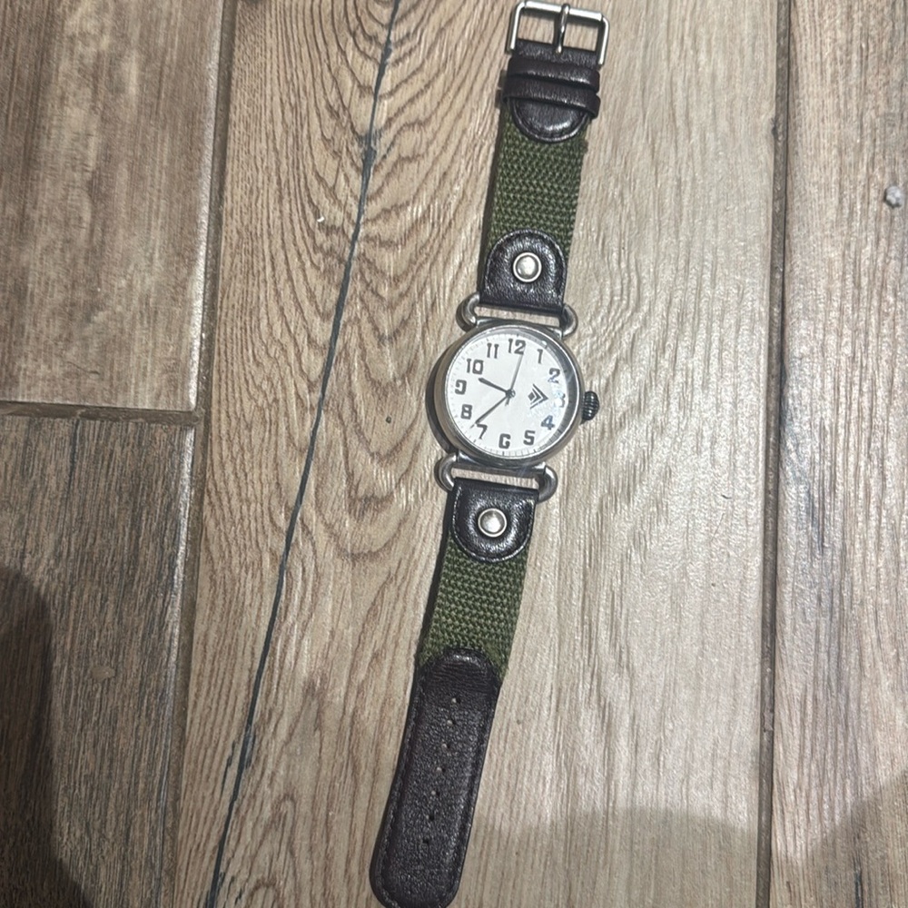 Silpada Green Cloth Brown Leather Watch